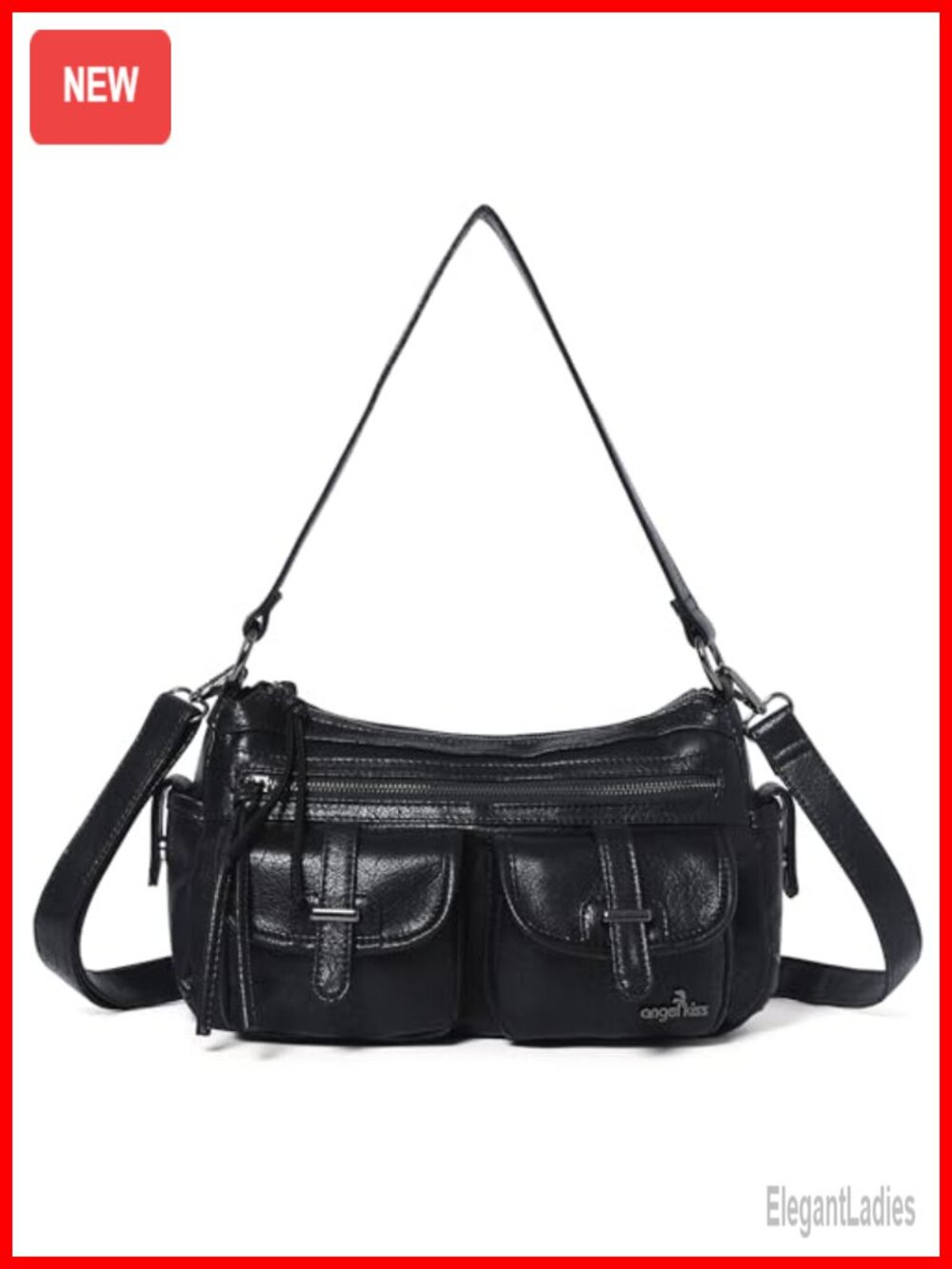 Hobo Bag Women Crossbody Shoulder Bag Vegan Leather Multi Pocket Handbag